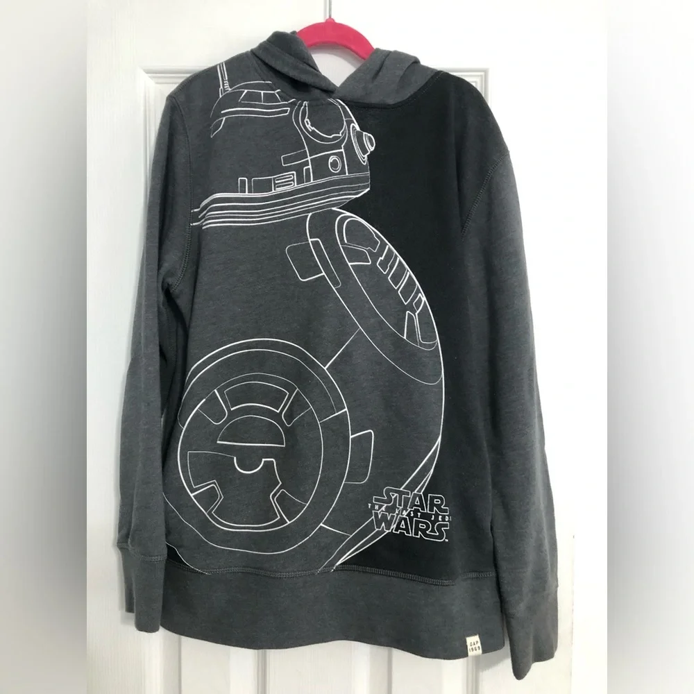 Gap 1969 Star Wars BB-8 hooded‎ grey sweatshirt boys size XL 12 school outdoor